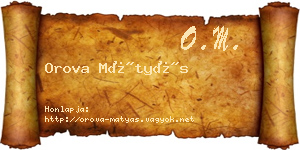 Orova Mátyás névjegykártya
